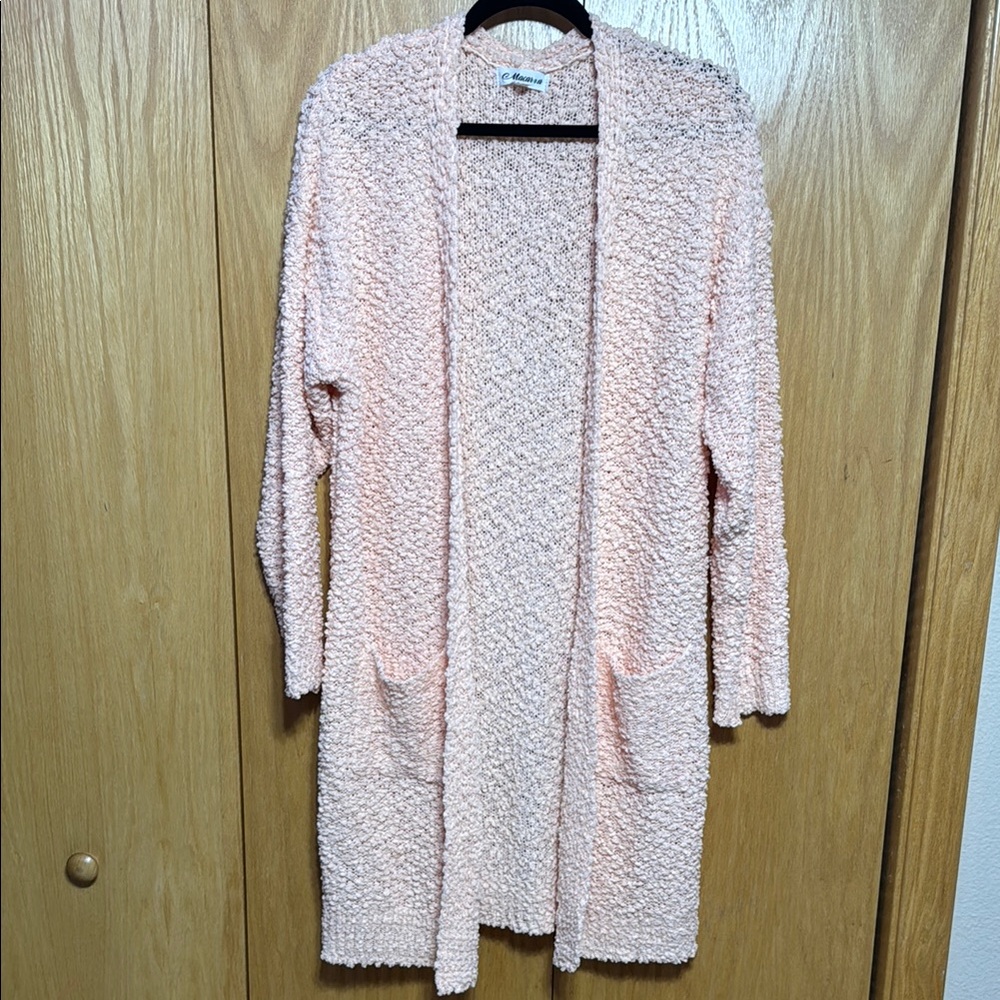 Women’s Cozy Peach color Open-Front Cardigan Sweater